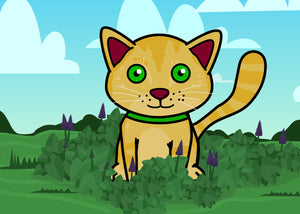 Ginger cat sitting in catnip